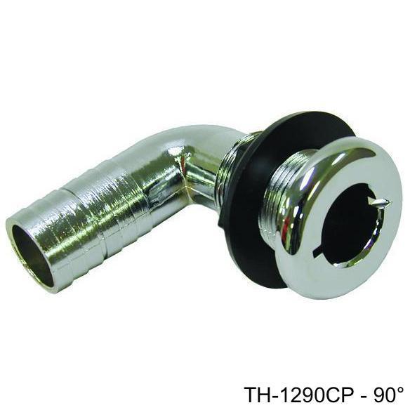 TH Marine - Chrome Plated 90° Thru Hull, Part No. TH-1290CP-DP - 1-1/8