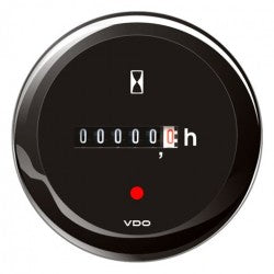 VDO - Engine Hourmeter, Part No. A2C59512453 - Black - 12/24 Volts
