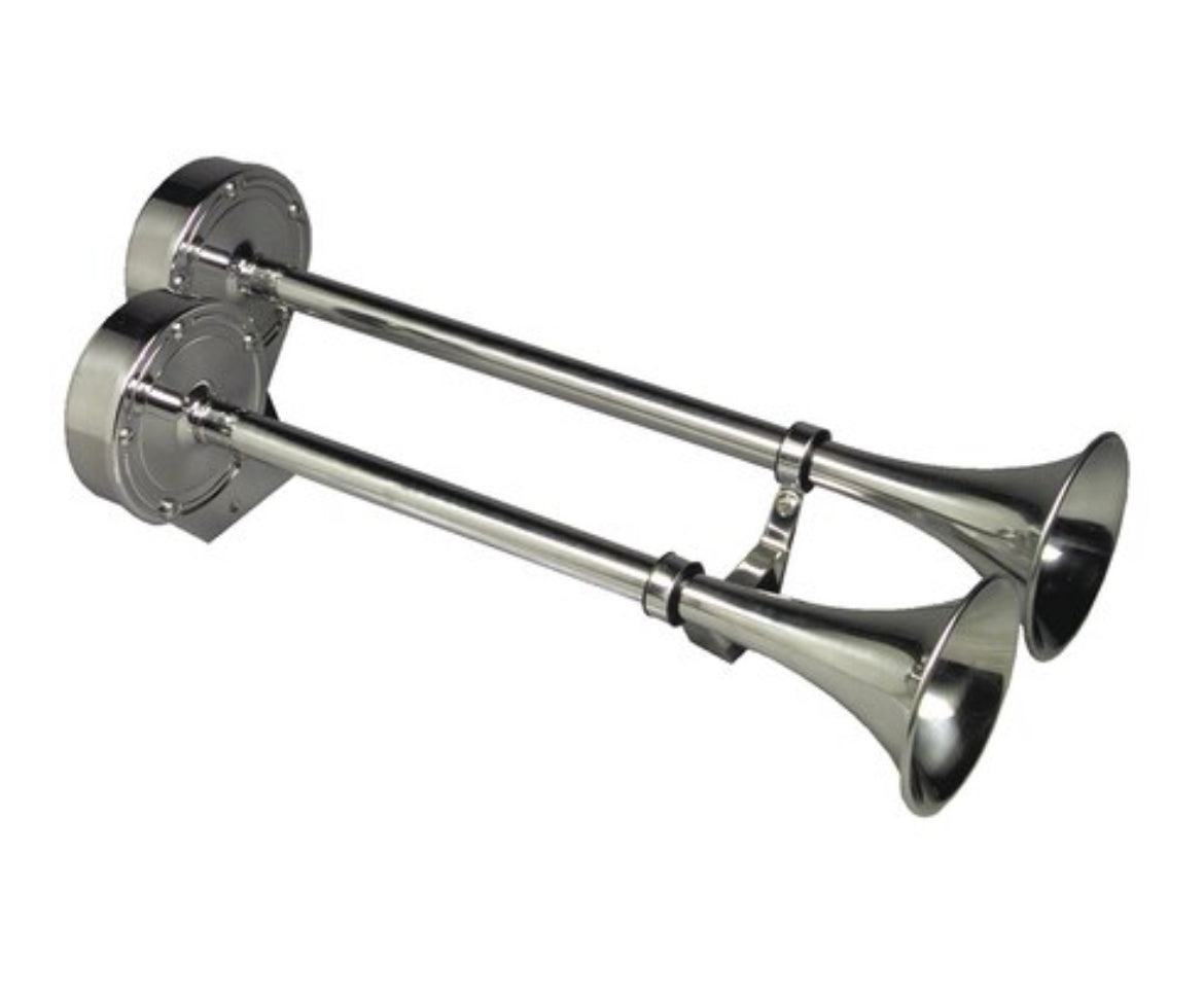 Deluxe 24V Stainless Steel Dual Trumpet Horn