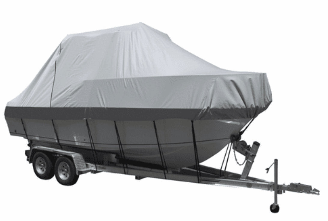 Carver Performance Poly-Guard Specialty Boat Cover f-23.5' Walk Around Cuddy & Center Console Boats - Grey