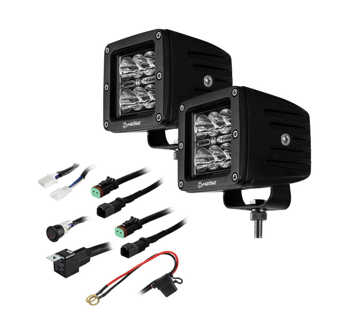 4 LED Cube Spot Light with Harness - Spot Beam 3 Inch, 2-Pack